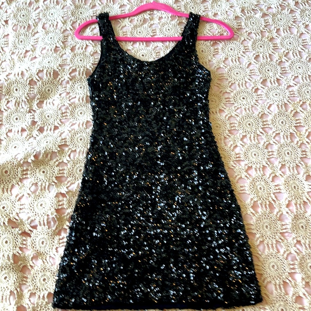 Black sequin mini dress